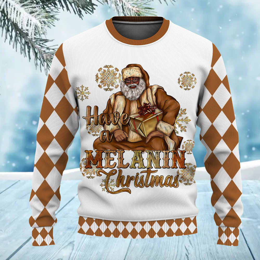 African American Santa Believe Merry Christmas Ugly Sweater for Adult & Kids