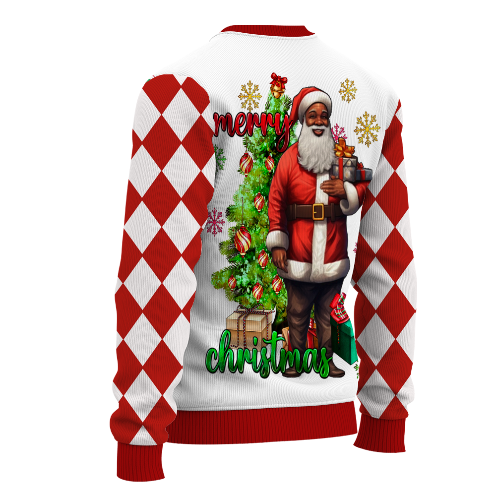 African American Mr And Mrs Black Santa Claus Merry Christmas Ugly Sweater for Men & Women