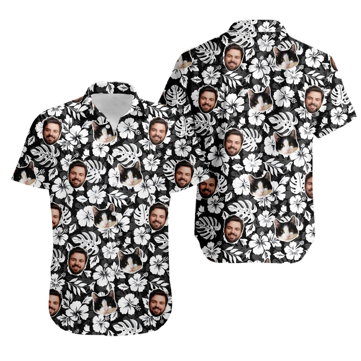Tropical Floral Hawaiian Shirt for Men & Women with Pet or Human Face on it