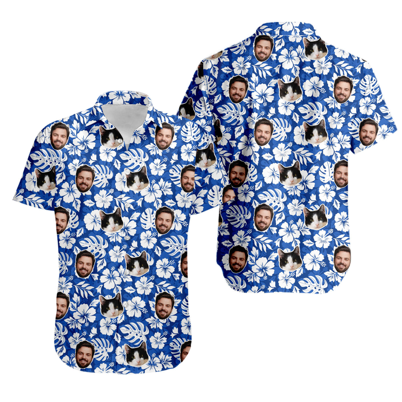 Tropical Floral Hawaiian Shirt for Men & Women with Pet or Human Face on it