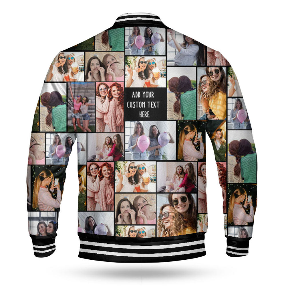 Create Your Own Baseball Button Jacket with Collage Photo & Text