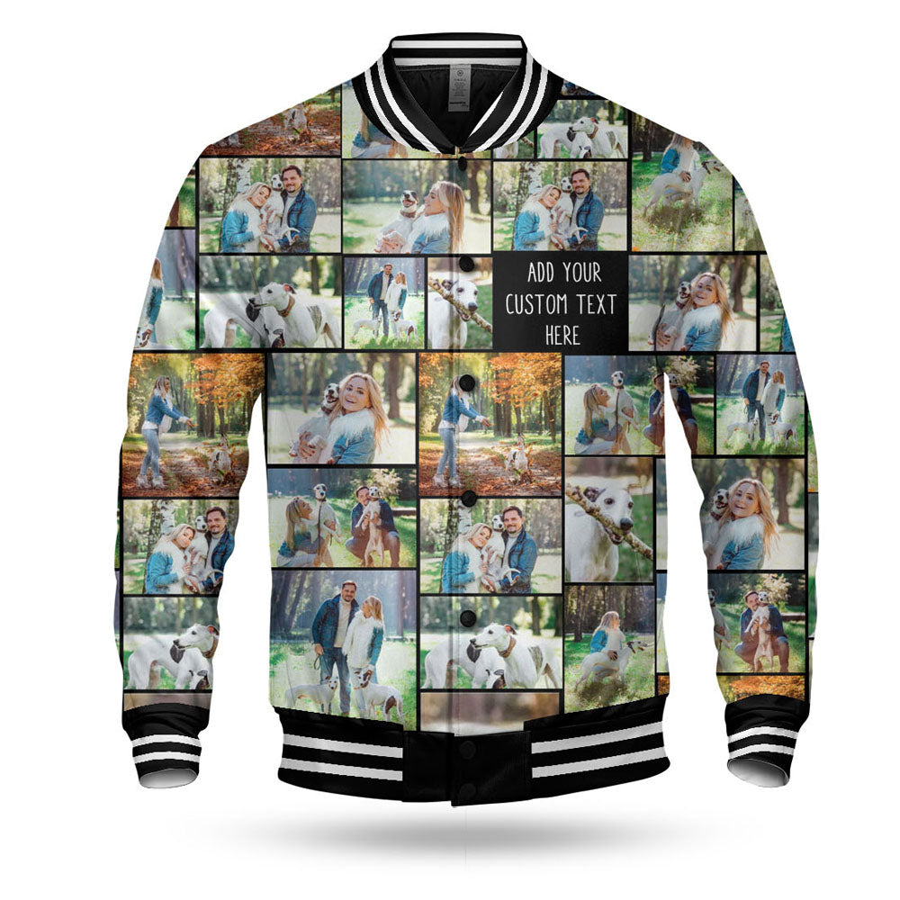 Create Your Own Baseball Button Jacket with Collage Photo & Text
