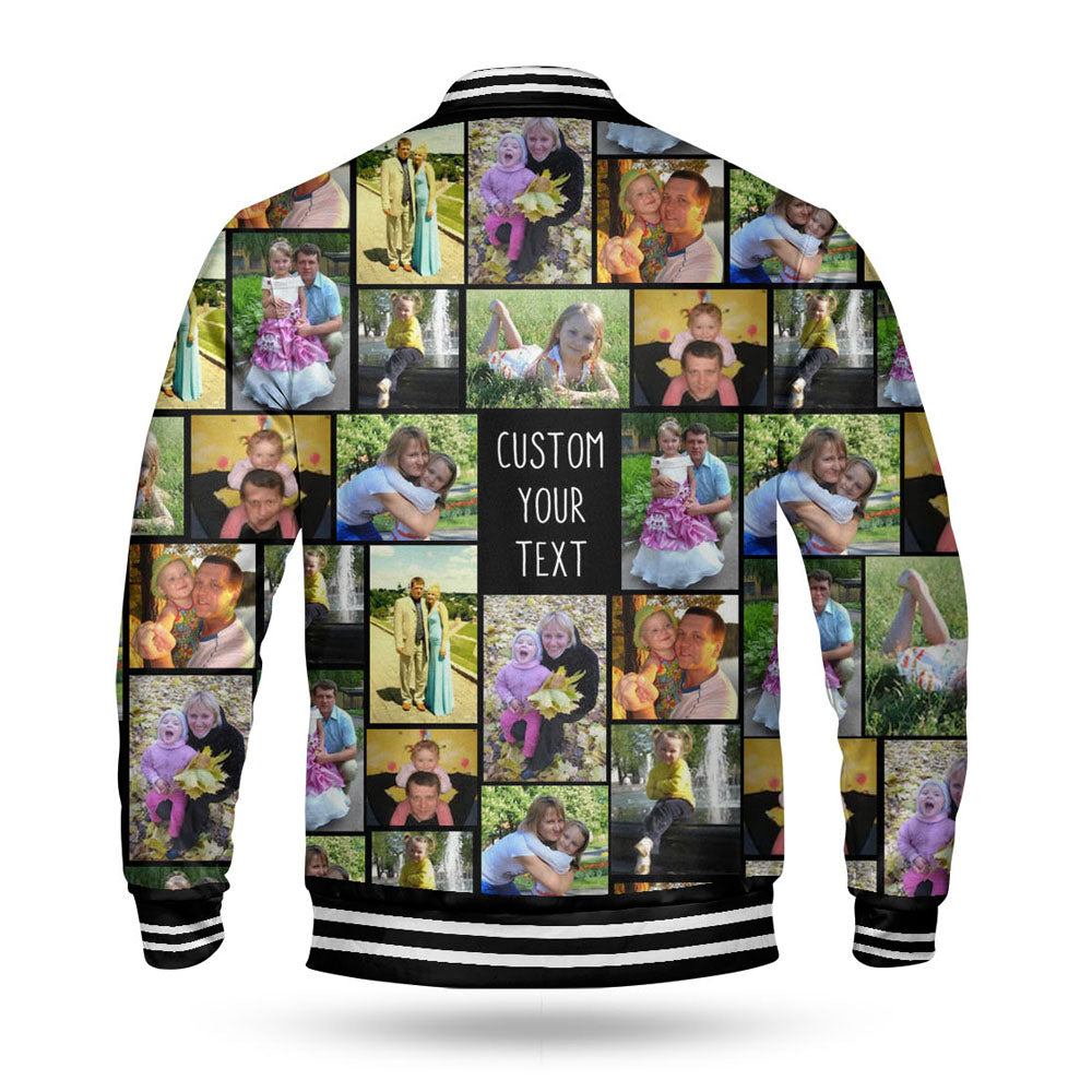 Create Your Own Baseball Button Jacket with Collage Photo & Text