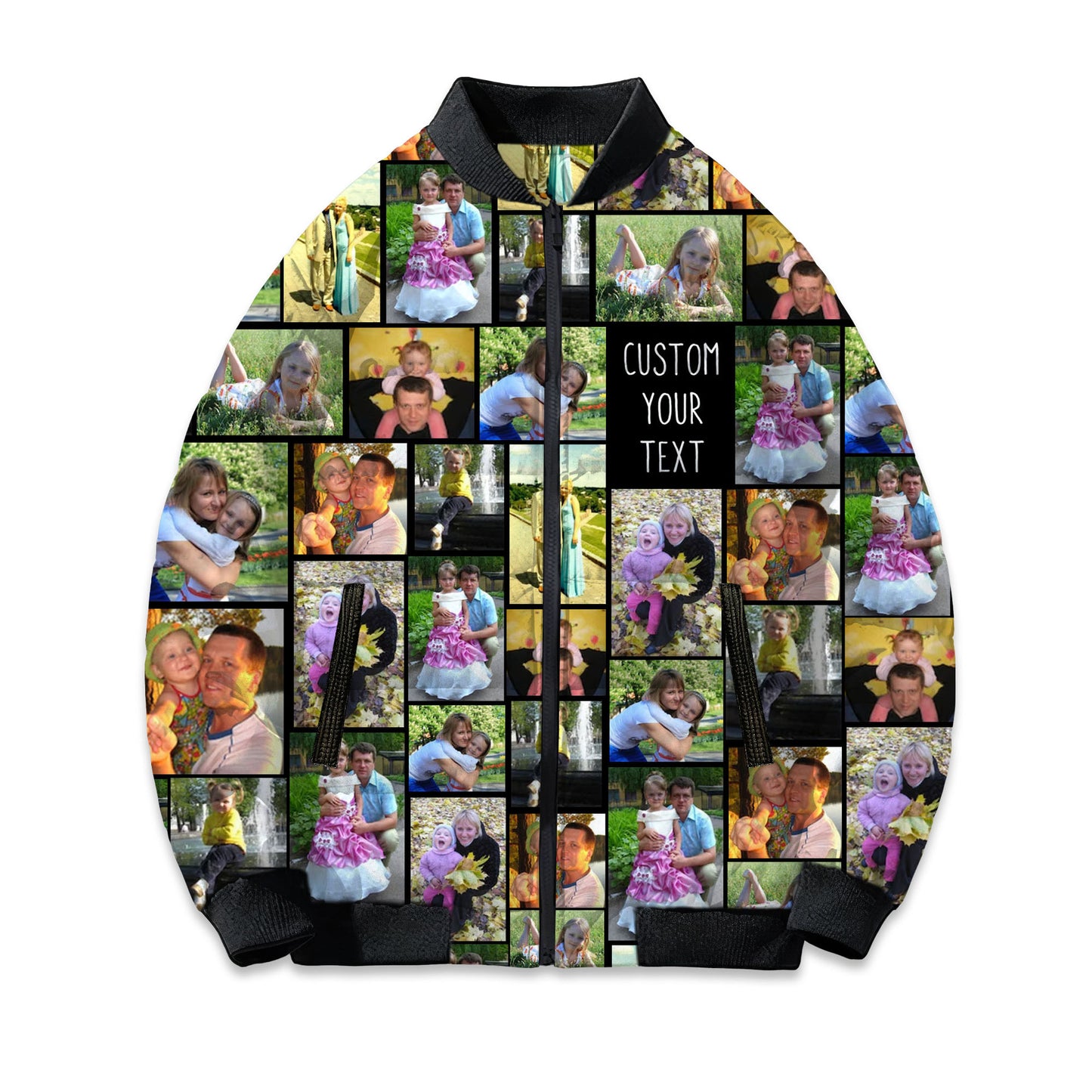 Create Your Own Bomber Puffer Jacket with Collage Photo & Text