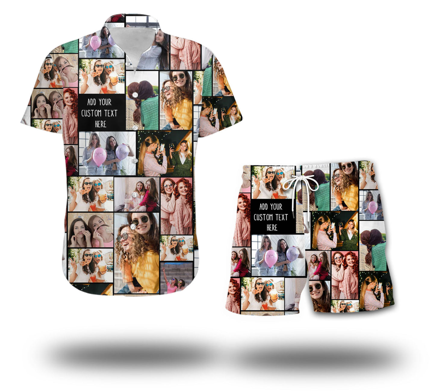 Create Your Own Combo Hawaiian Shirt And Shorts with Collage Photo & Text
