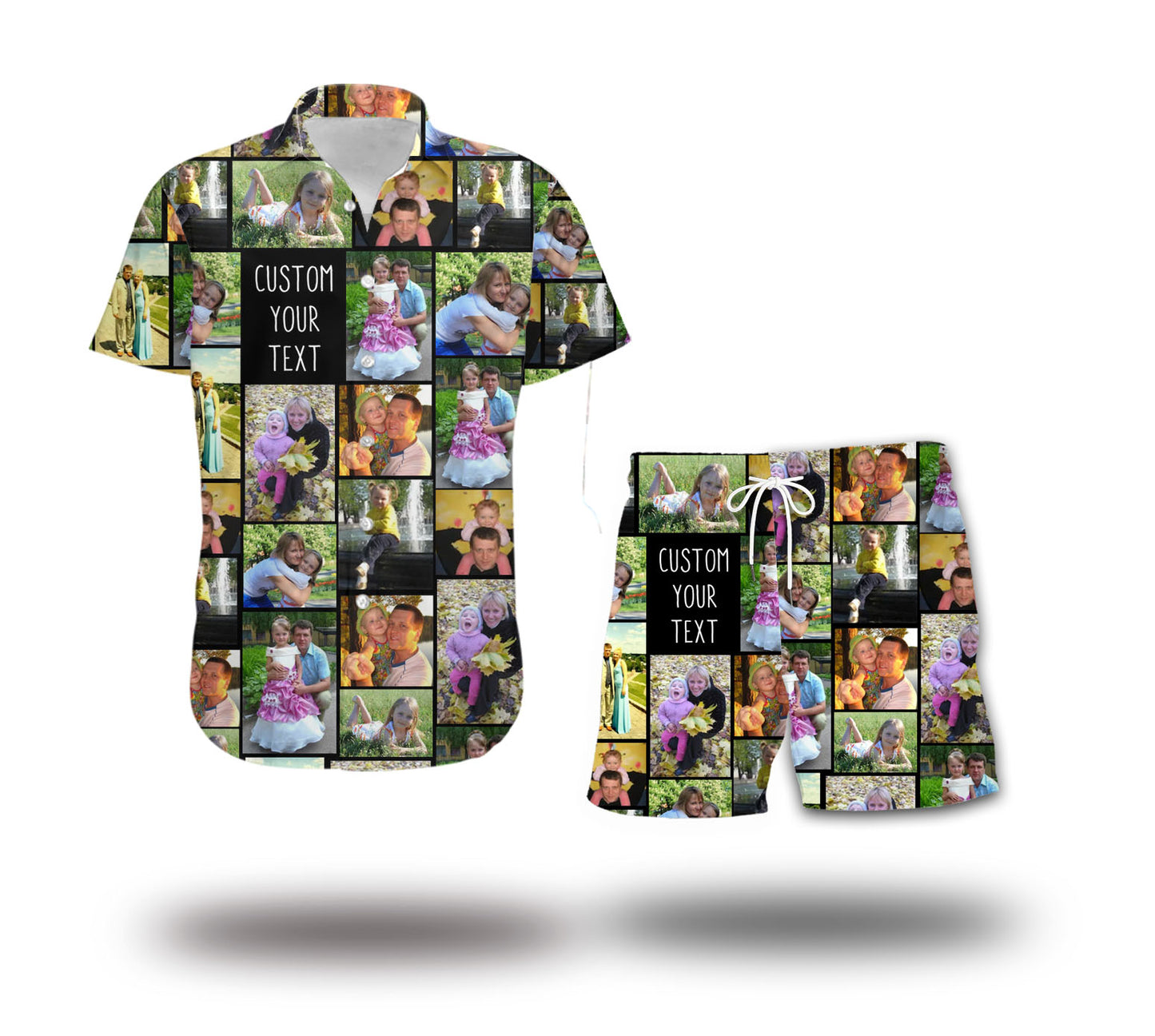 Create Your Own Combo Hawaiian Shirt And Shorts with Collage Photo & Text