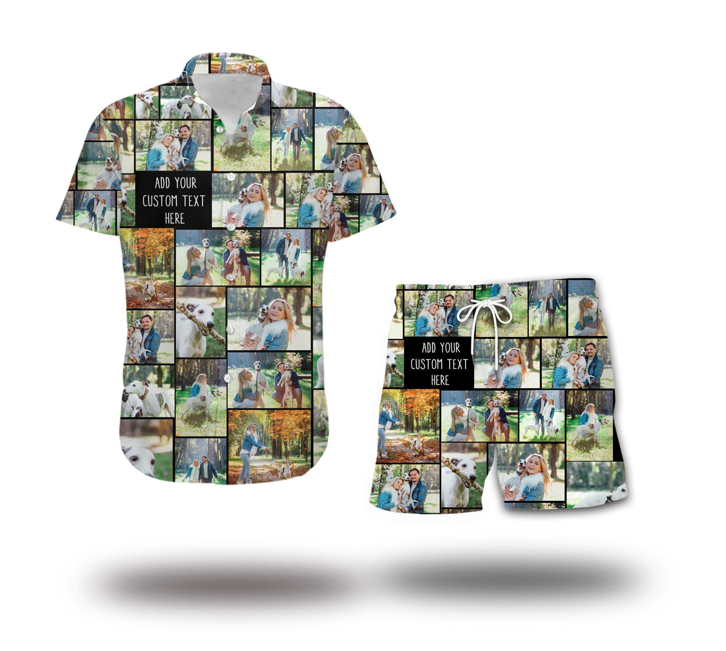 Create Your Own Combo Hawaiian Shirt And Shorts with Collage Photo & Text