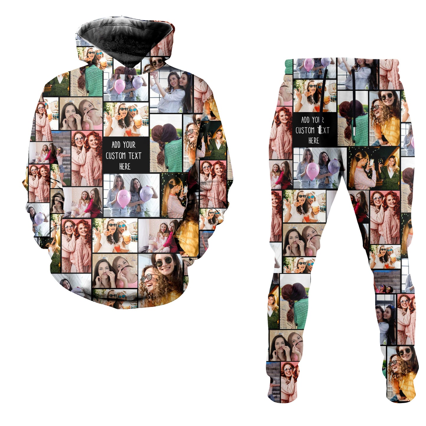 Create Your Own Combo Hoodie And Joggers with Collage Photo and Text