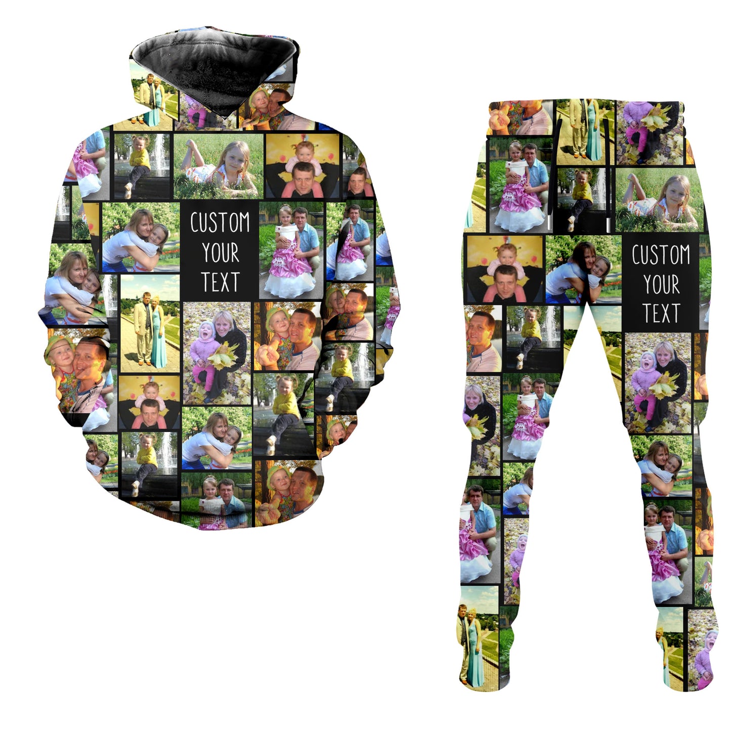Create Your Own Combo Hoodie And Joggers with Collage Photo and Text