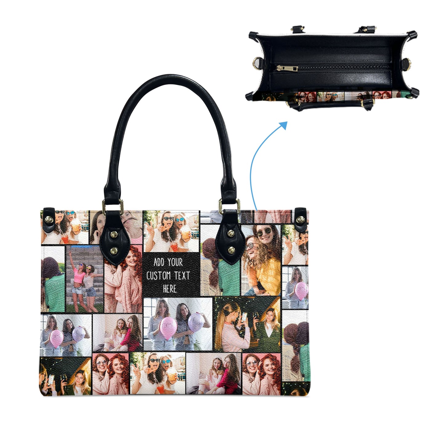Create Your Own Leather Handbag with Collage Photo and Text