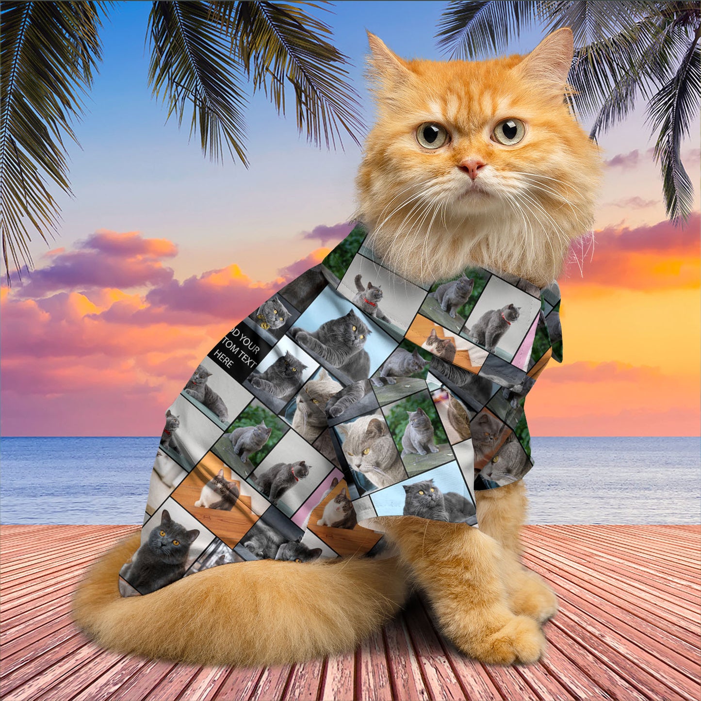 Create Your Own Hawaiian Shirt for Pet Dog Cat with Collage Photo & Text