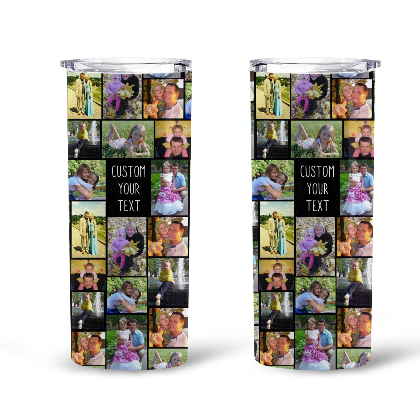 Create Your Own Skinny Tumbler with Collage Photo and Text