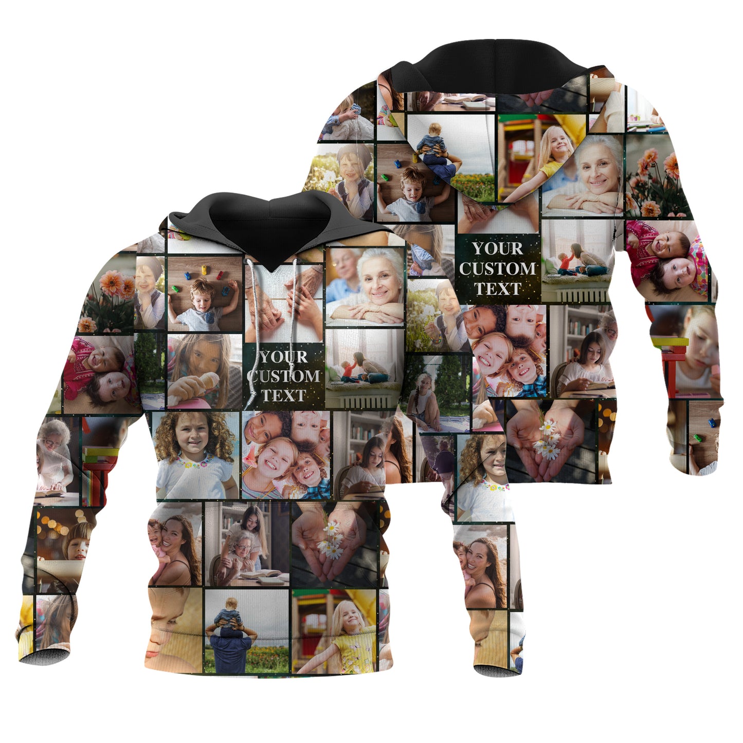 Create Your Own Galaxy Hoodie with Photo Collage & Text – Custom Hoodie for Family, Friends or Couples