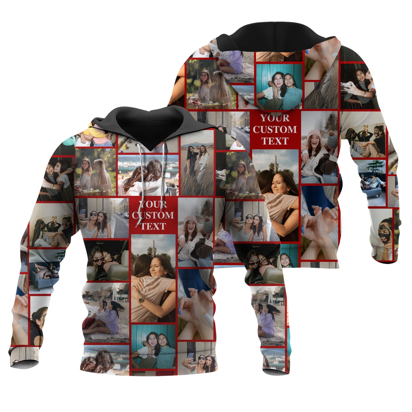 Create Your Own Hoodie with Photo Collage & Text – Custom Hoodie for Family, Friends or Couples