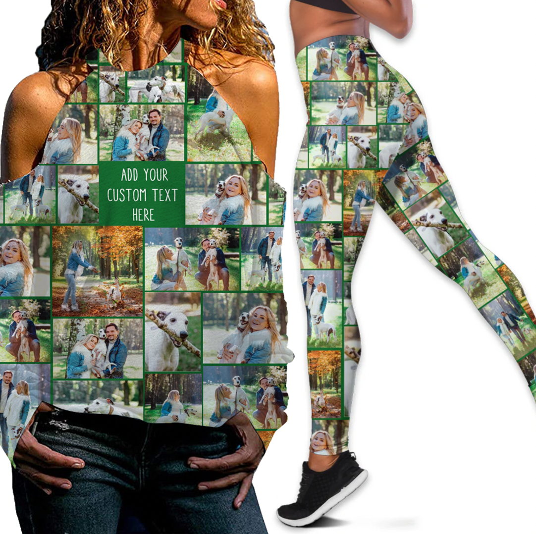 Create Your Own Strapless Long Sleeve Sweatshirt & Legging Set with Collage Photo & Text