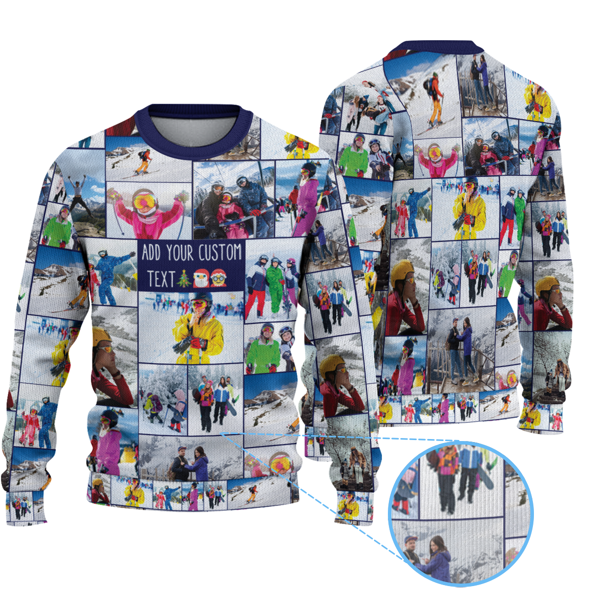 Create Your Own Christmas Ugly Knitted Sweater with Collage Photo & Custom Text