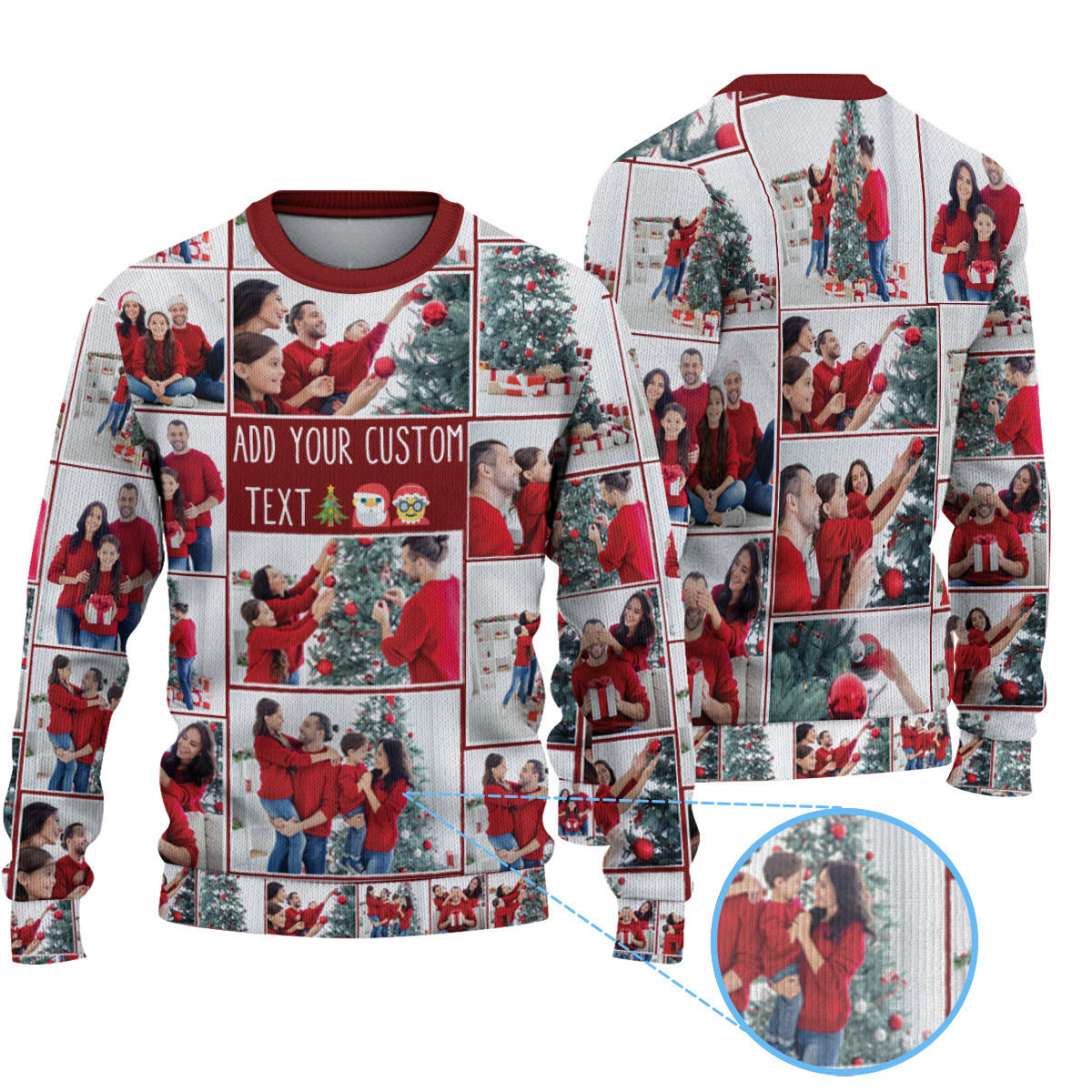 Create Your Own Christmas Ugly Knitted Sweater with Collage Photo & Custom Text