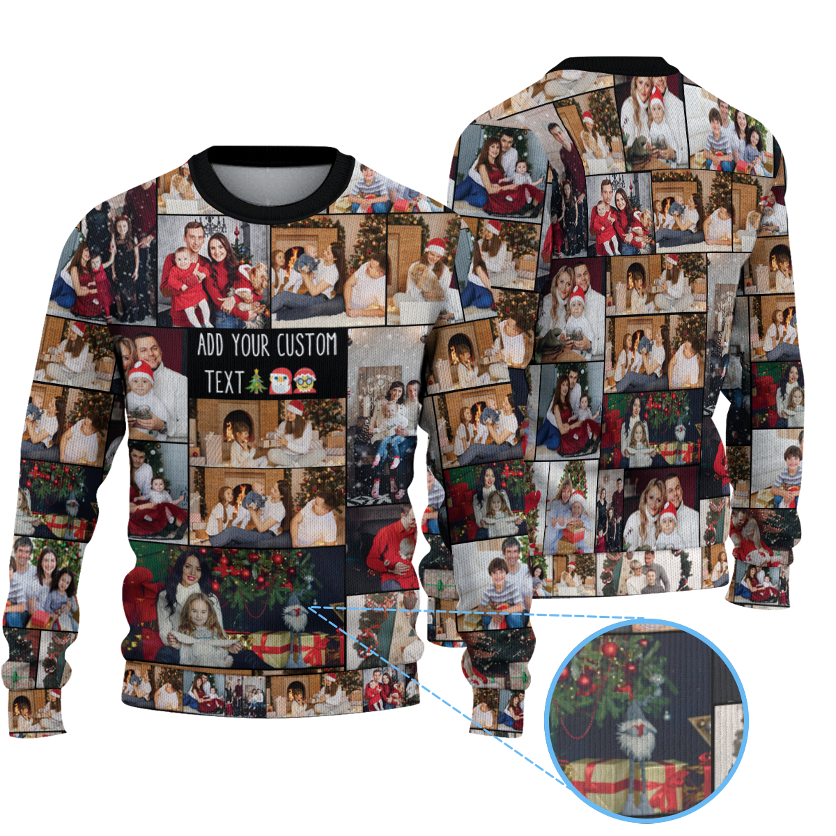 Create Your Own Christmas Ugly Knitted Sweater with Collage Photo & Custom Text
