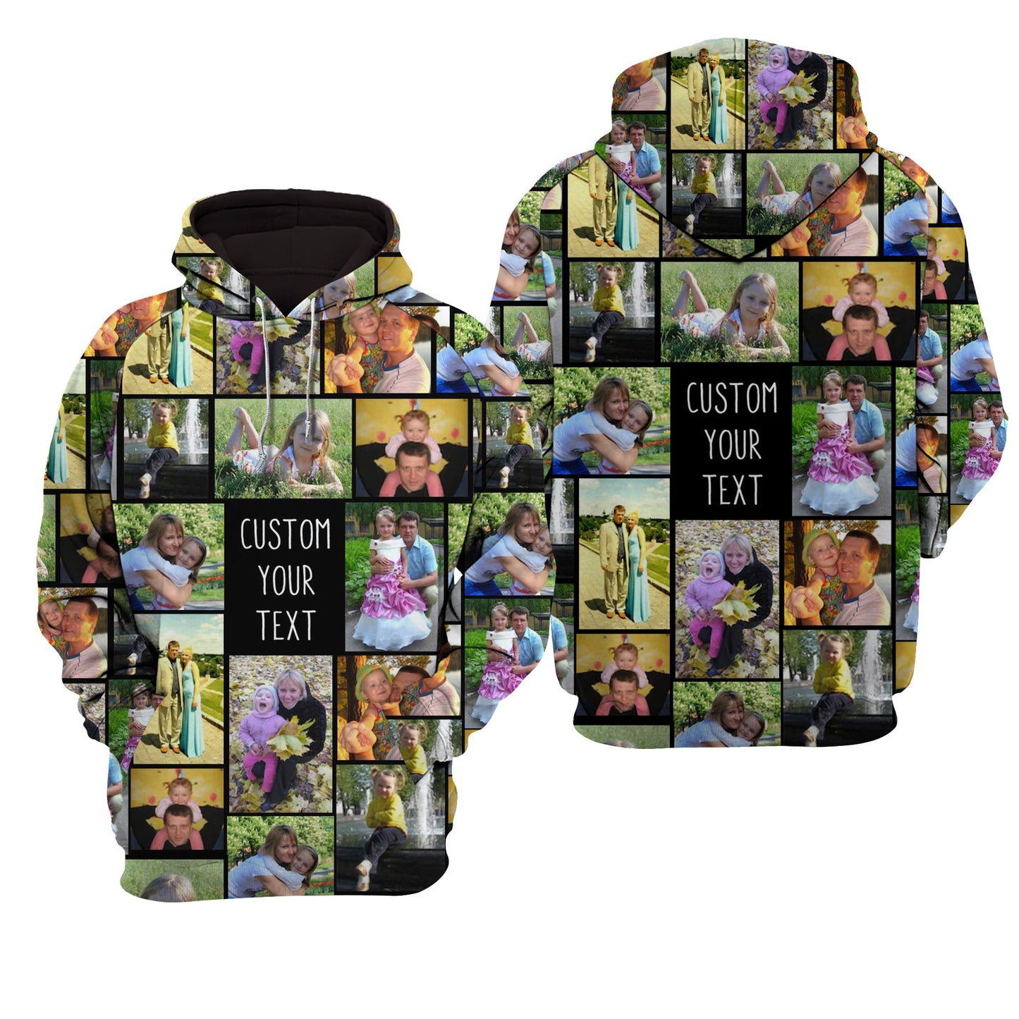 Create a Custom Collage Photo & Text on AOP Unisex Raglan Hoodie