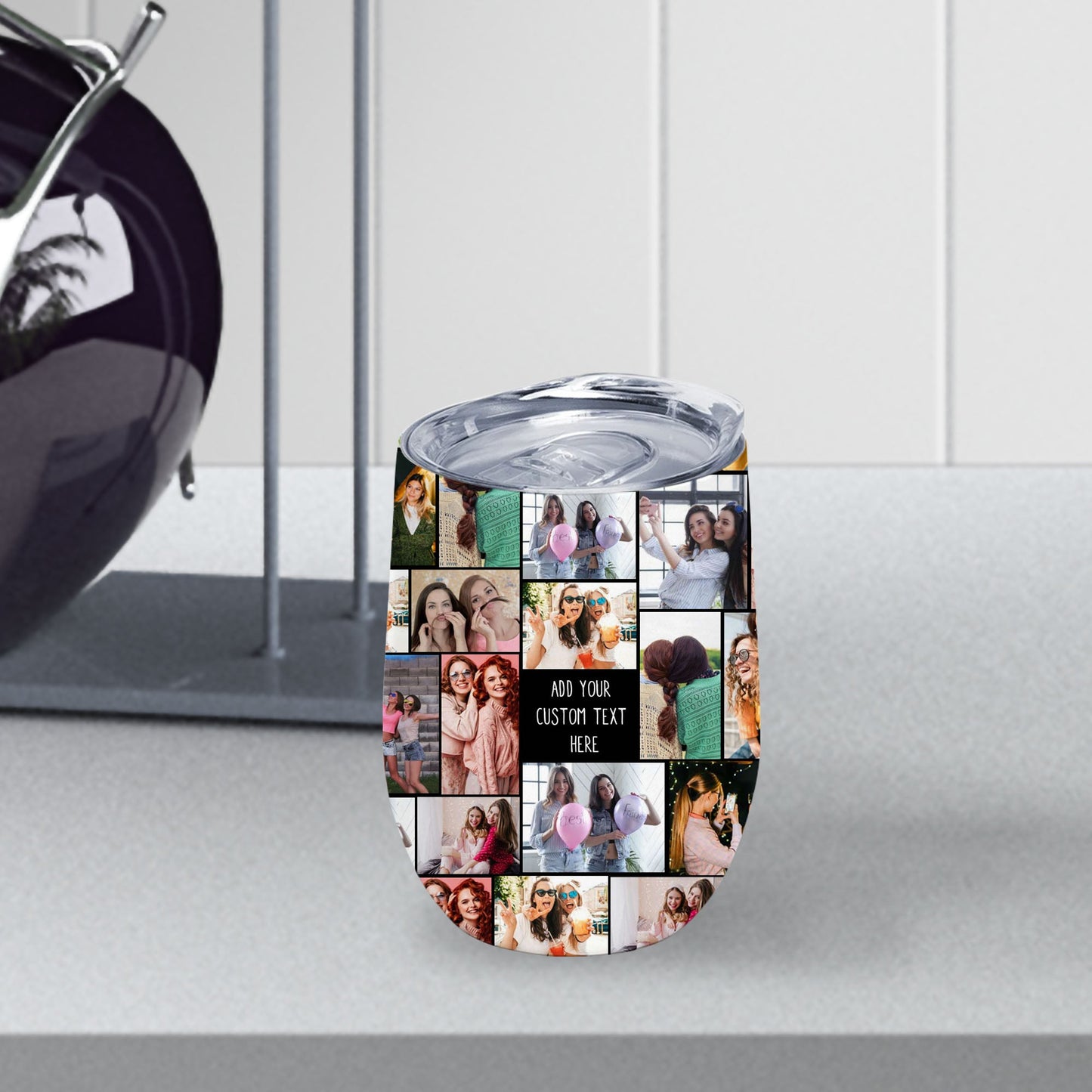Create Your Own Wine Tumbler for Best Friend – Photo Collage & Custom Text