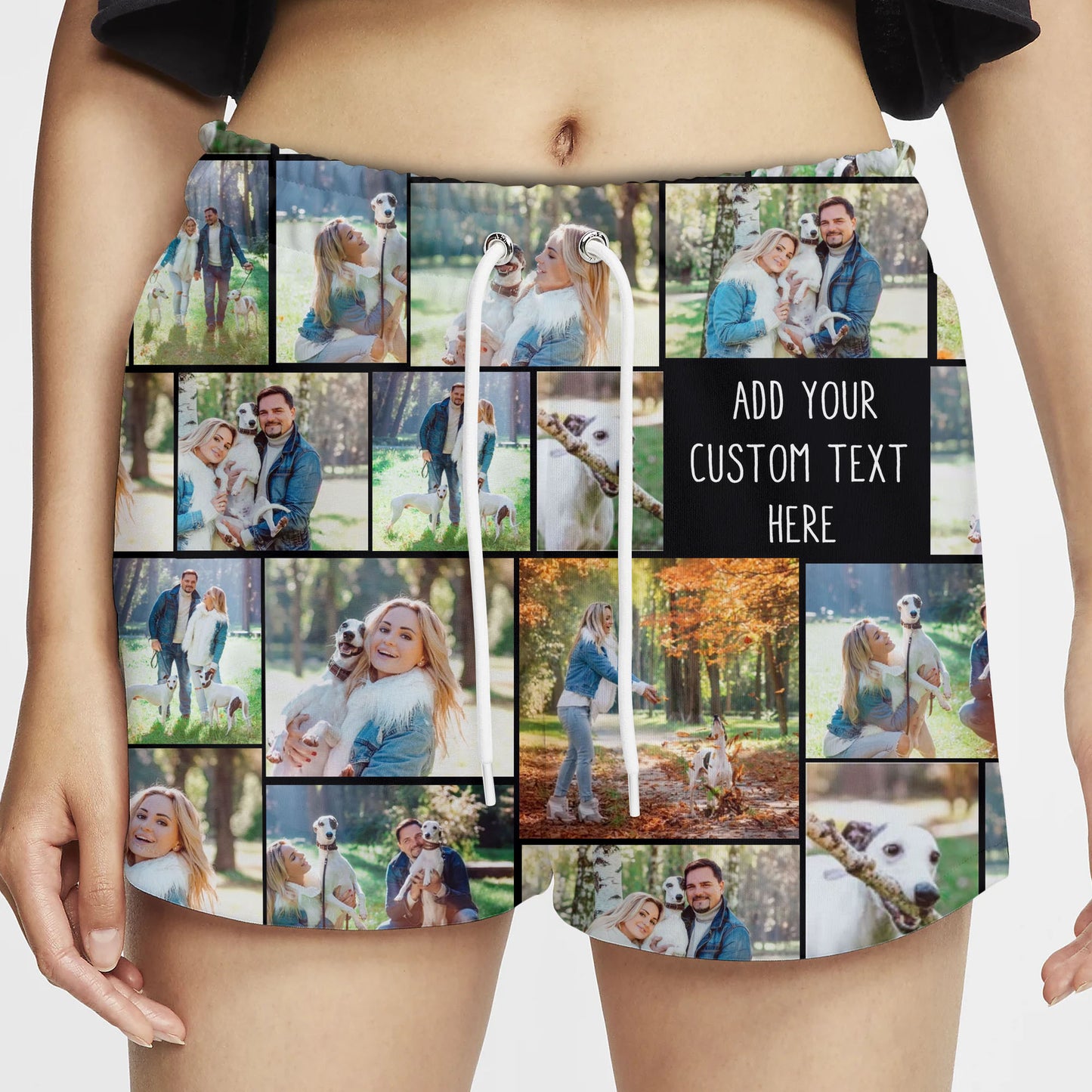 Create a Custom Collage Photo & Text on Shorts for Women