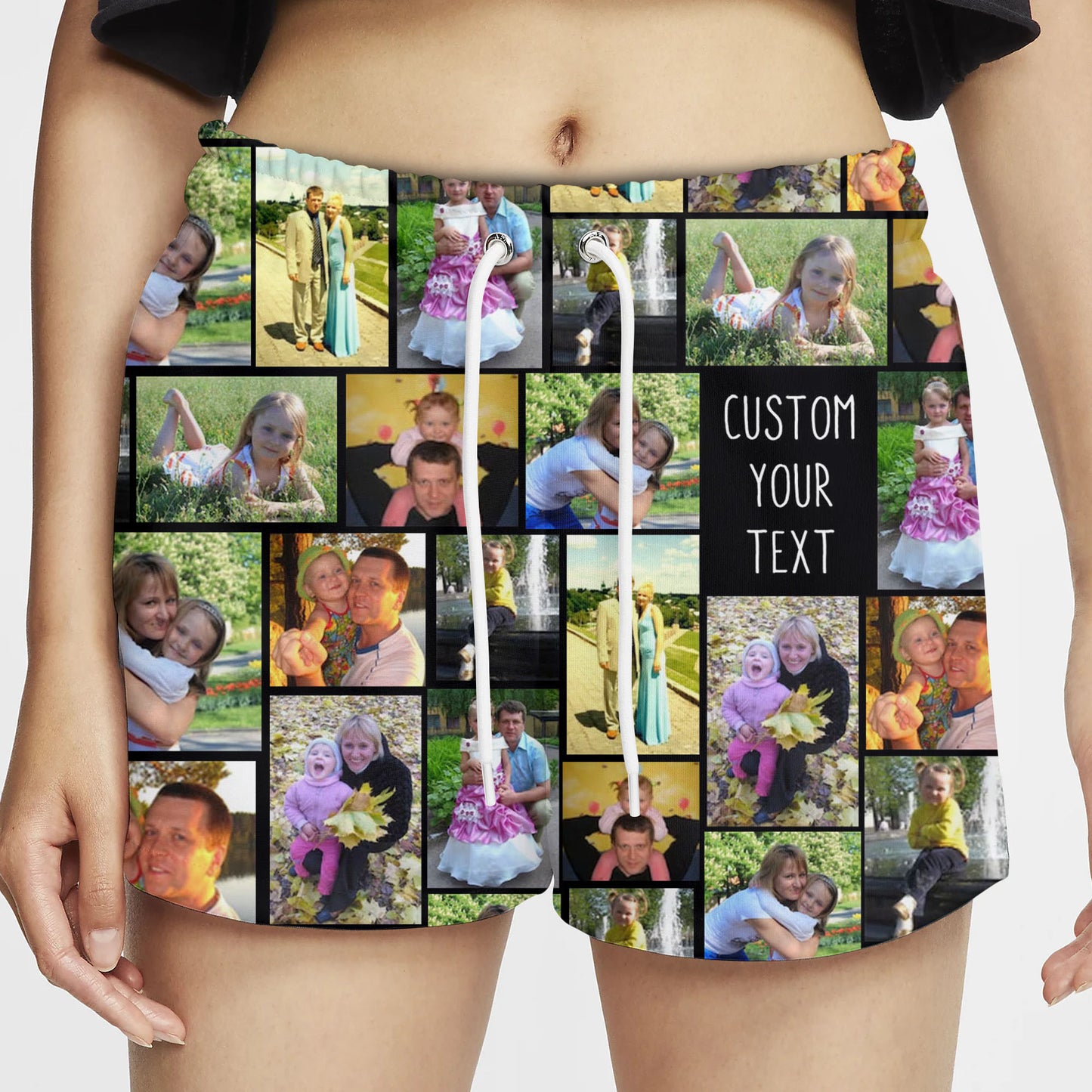 Create a Custom Collage Photo & Text on Shorts for Women