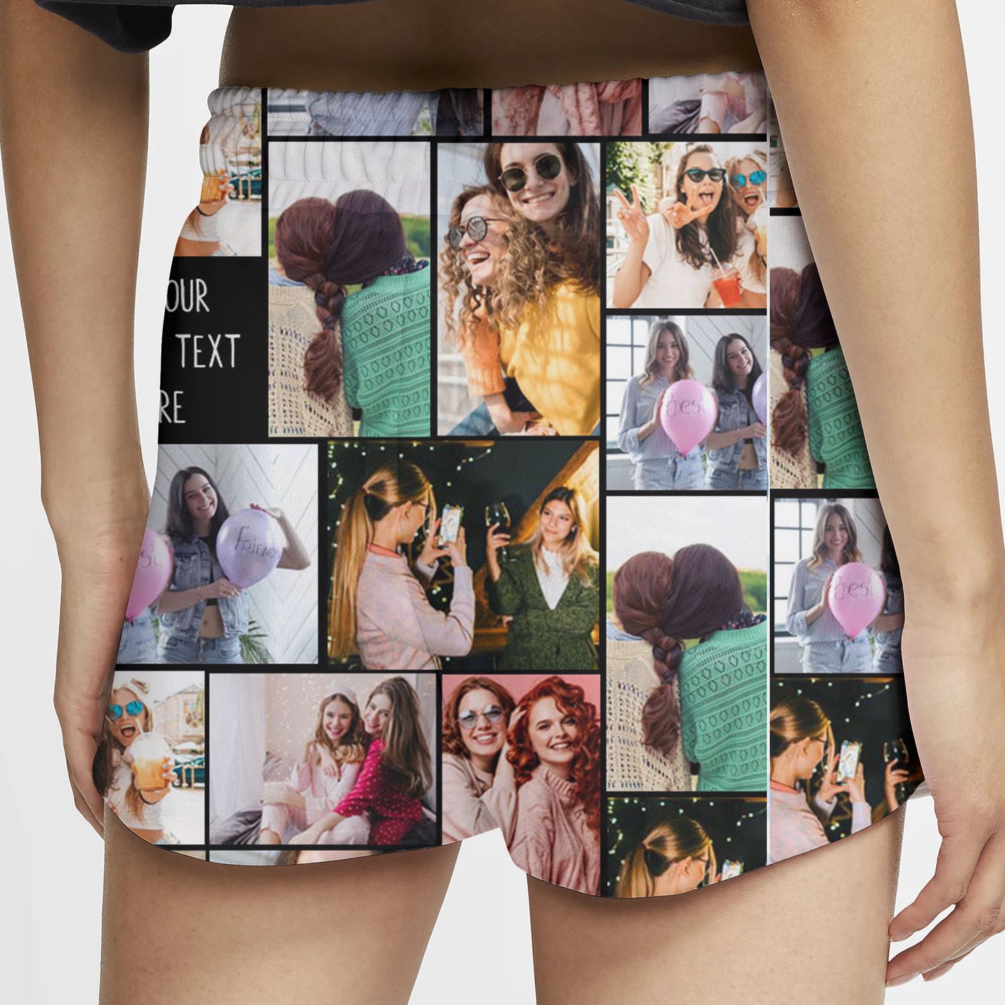 Create a Custom Collage Photo & Text on Shorts for Women