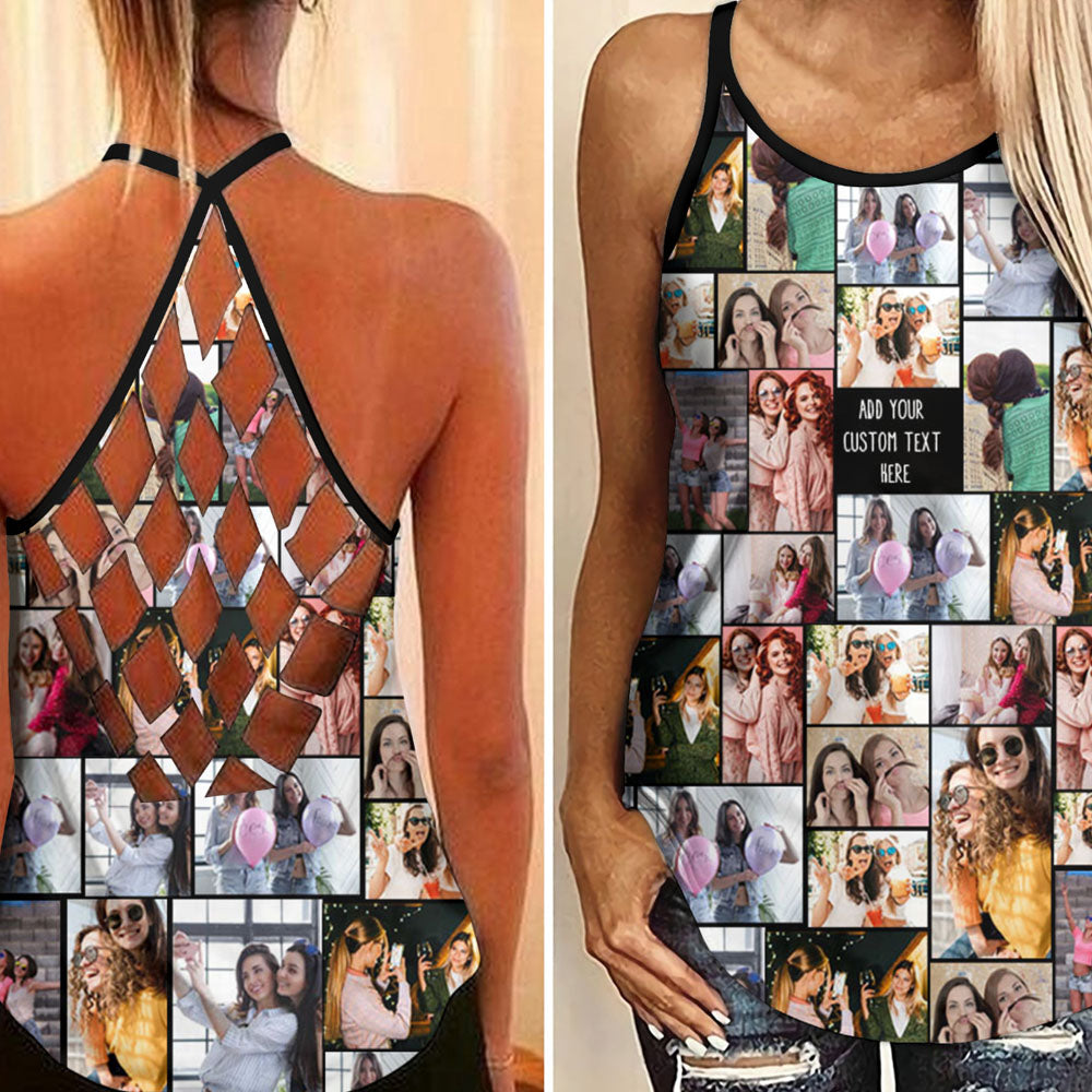 Create Your Own Criss Cross Tank Top for Best Friend – Photo Collage & Custom Text