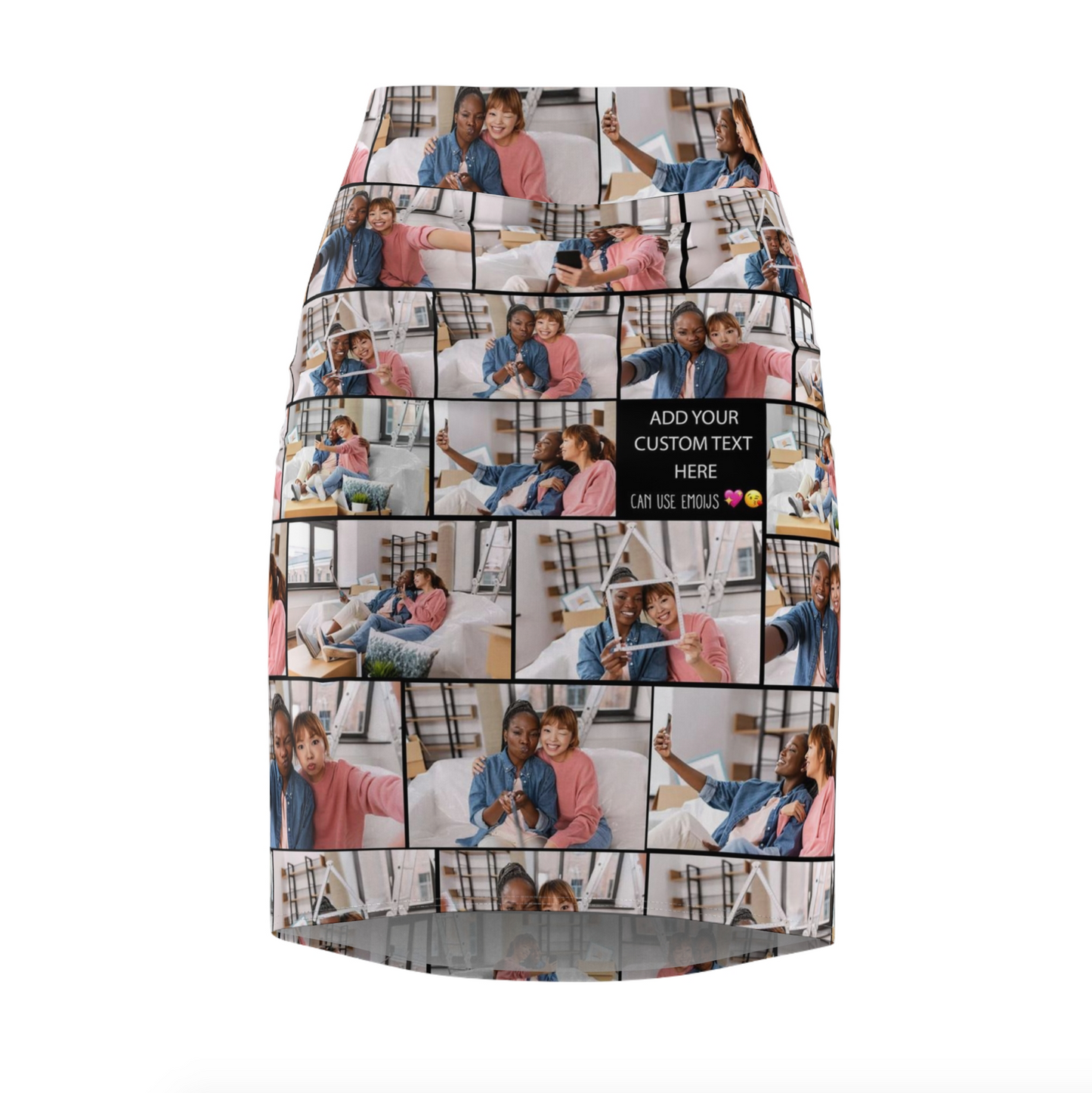 Create Your Own Women's Pencil Skirt for Best Friend – Photo Collage & Custom Text