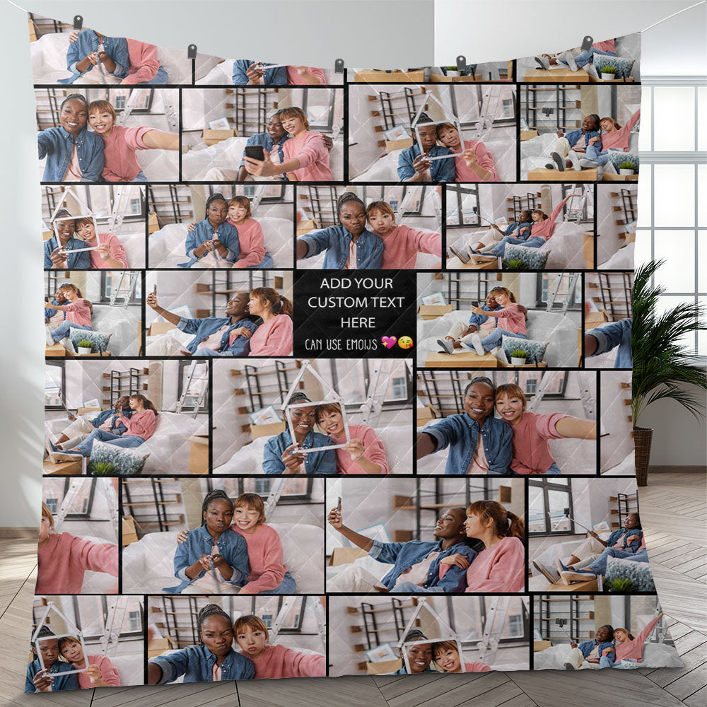 Create Your Own AOP Quilt for Best Friend – Photo Collage & Custom Text