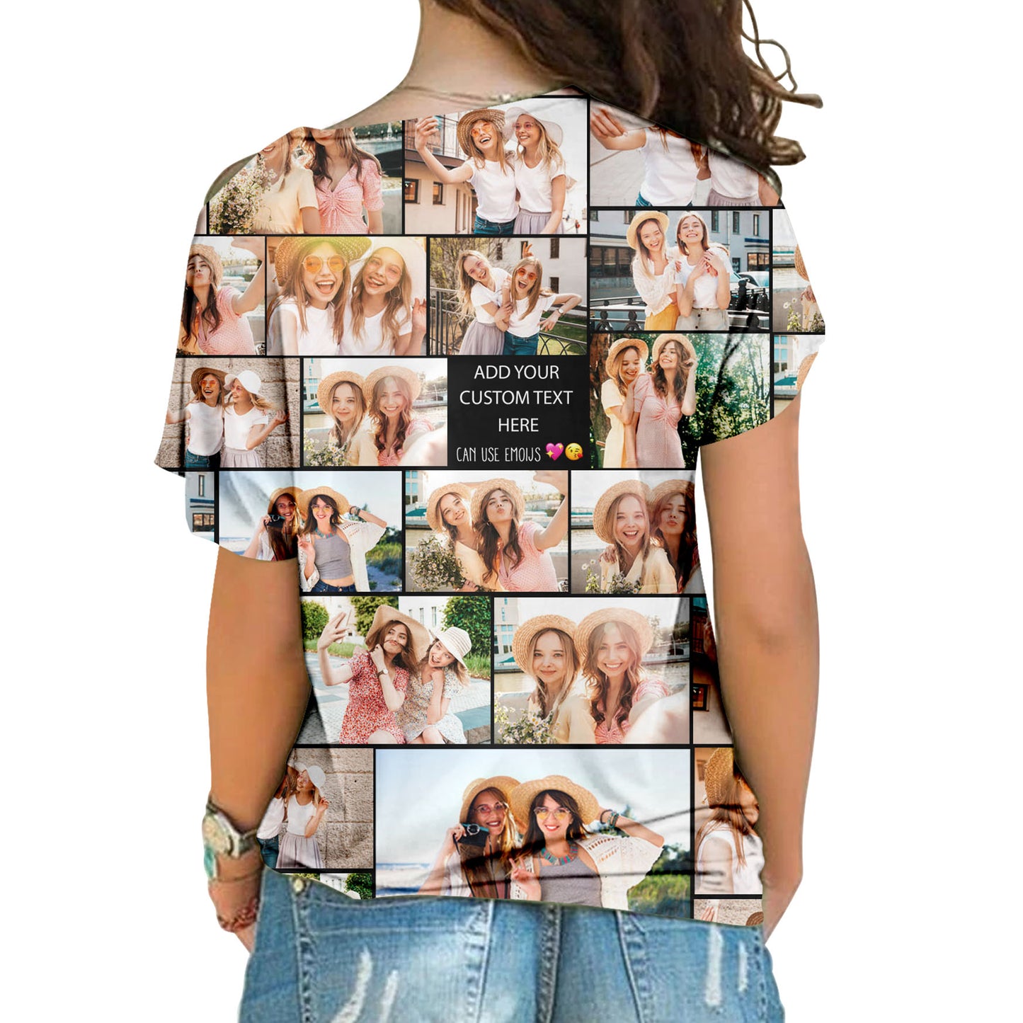 Create Your Own AOP One Shoulder Shirt for Best Friend – Photo Collage & Custom Text