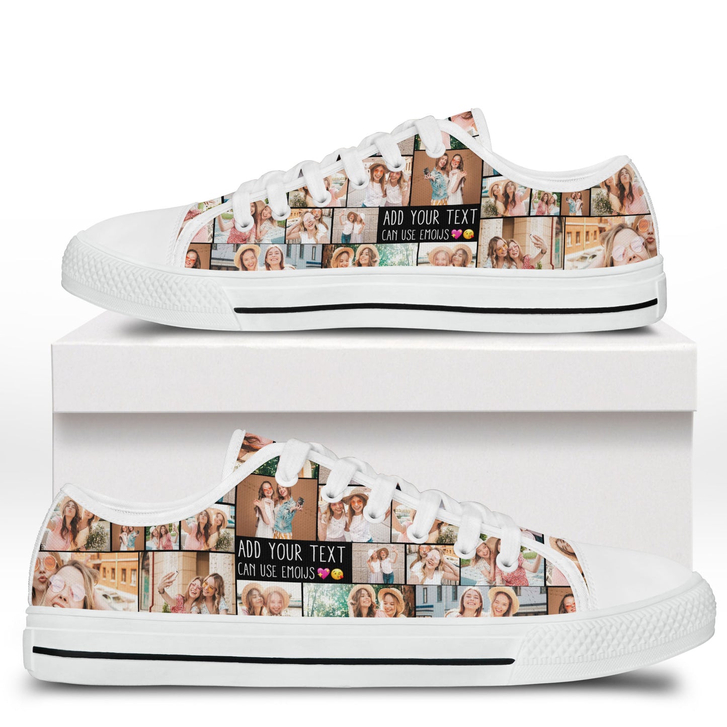 Create Your Own AOP Low Top Shoes for Best Friend – Photo Collage & Custom Text