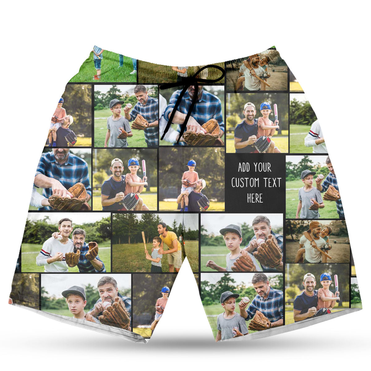 Create a Gift for Dad Grandpa with Collage Photo & Text on AOP Shorts for Men