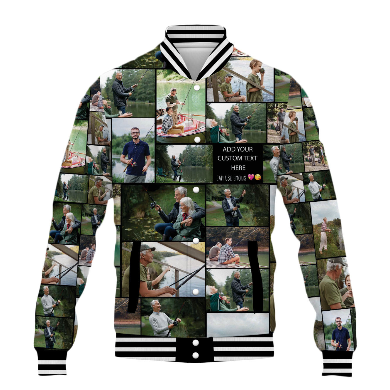 Create Your Own Dad’s AOP Baseball Button Jacket – Photo Collage & Custom Text