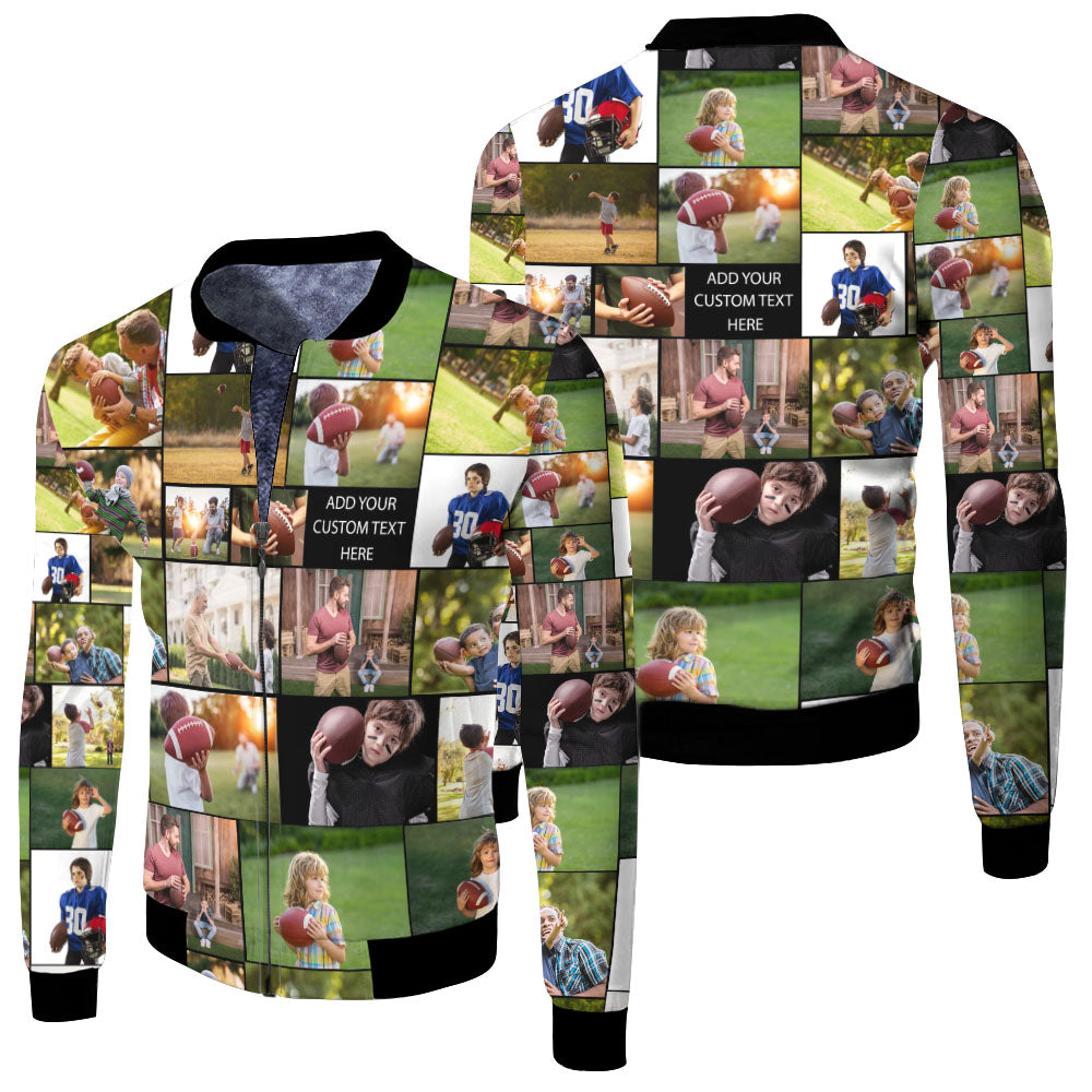 Create Your Own Dad’s Fleece Winter Jacket – Photo Collage & Custom Text