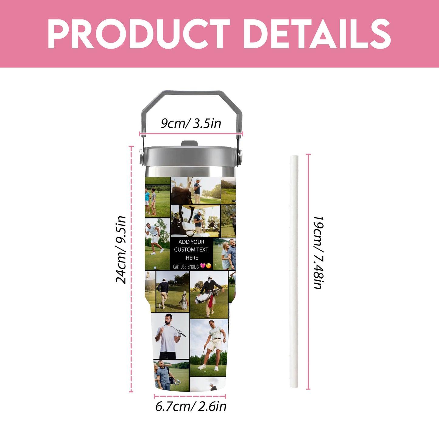 Create Your Own Dad’s Flip Straw 30oz Tumbler – Photo Collage & Custom Text