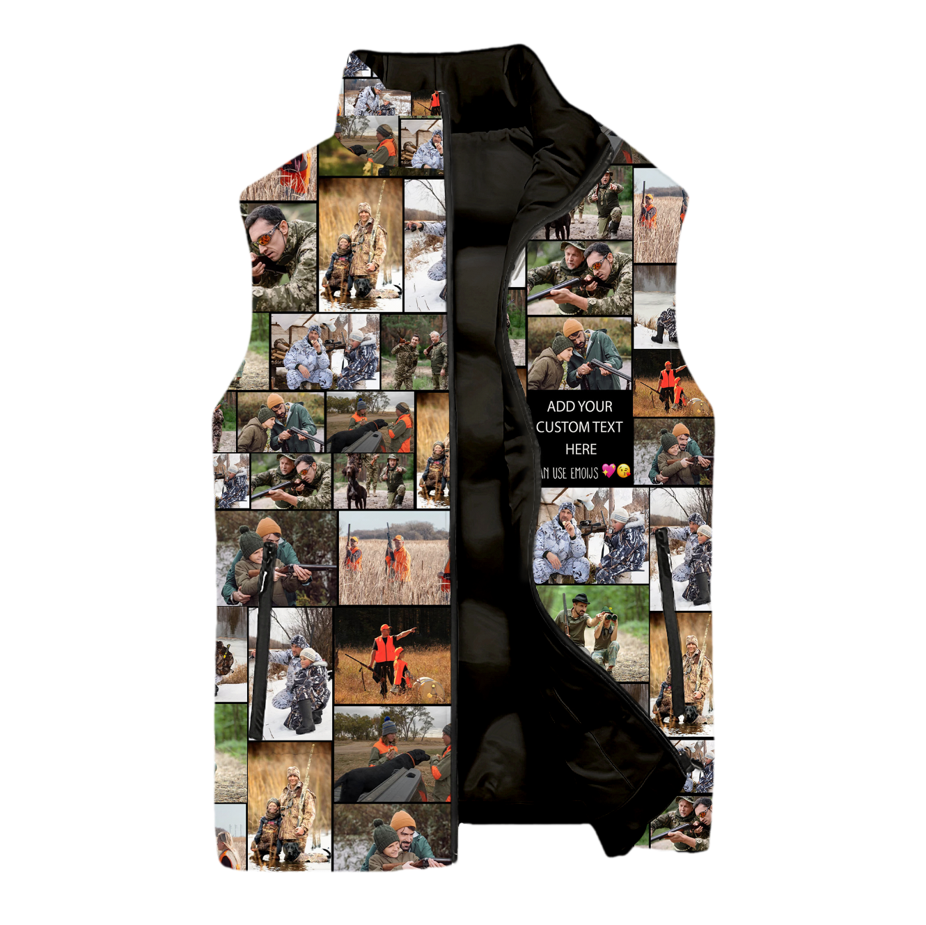 Create Your Own Dad’s Sleeveless Down Jacket – Photo Collage & Custom Text