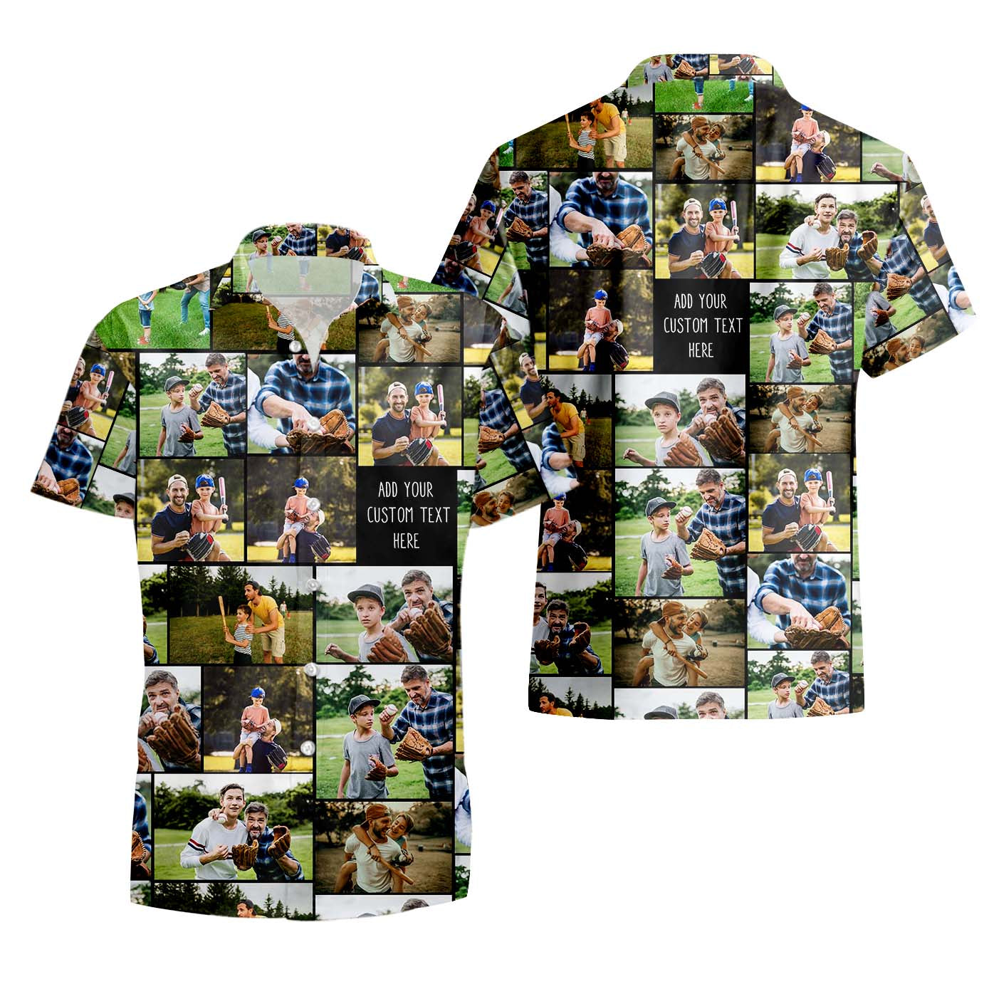 Create Your Own Dad’s AOP Hawaiian Shirt – Photo Collage & Custom Text
