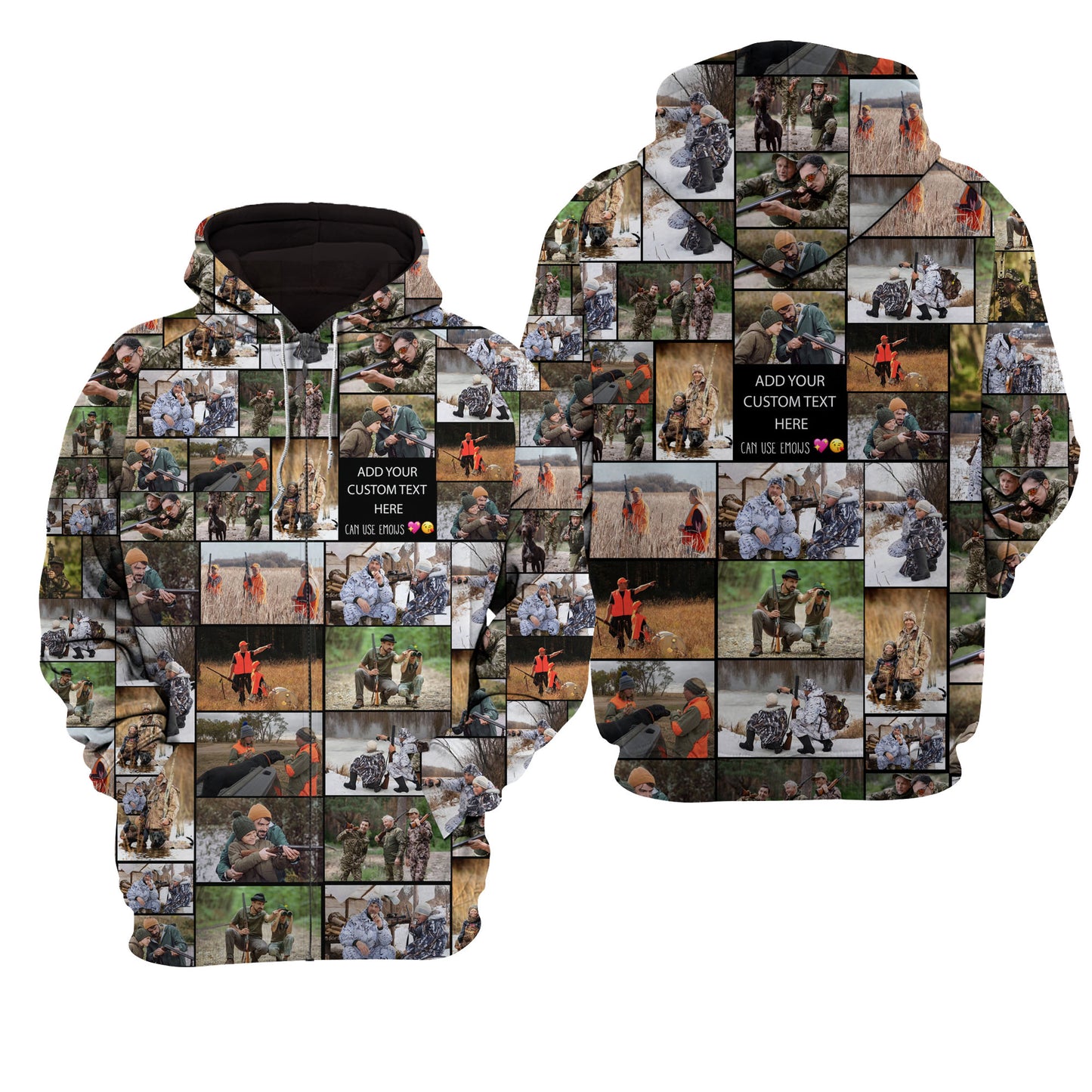 Create a Gift for Dad Grandpa with Collage Photo & Text on Unisex Raglan Hoodie
