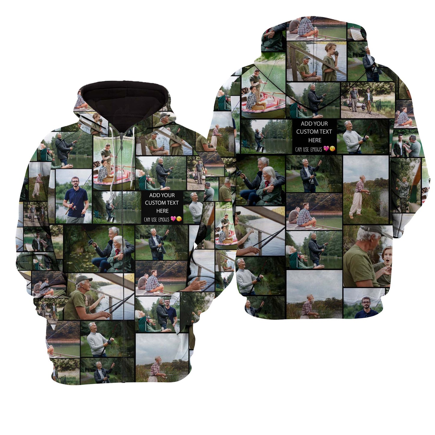 Create a Gift for Dad Grandpa with Collage Photo & Text on Unisex Raglan Hoodie