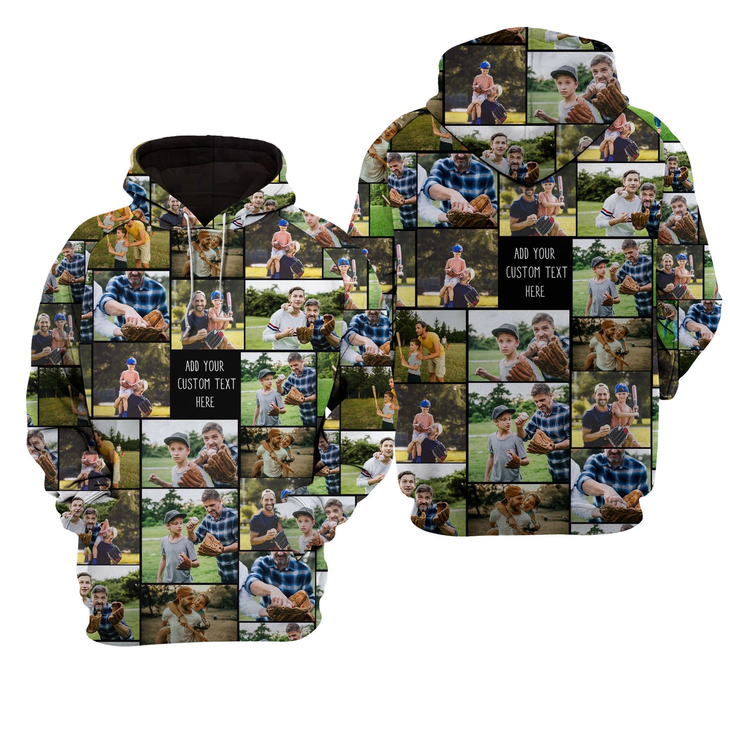 Create a Gift for Dad Grandpa with Collage Photo & Text on Unisex Raglan Hoodie