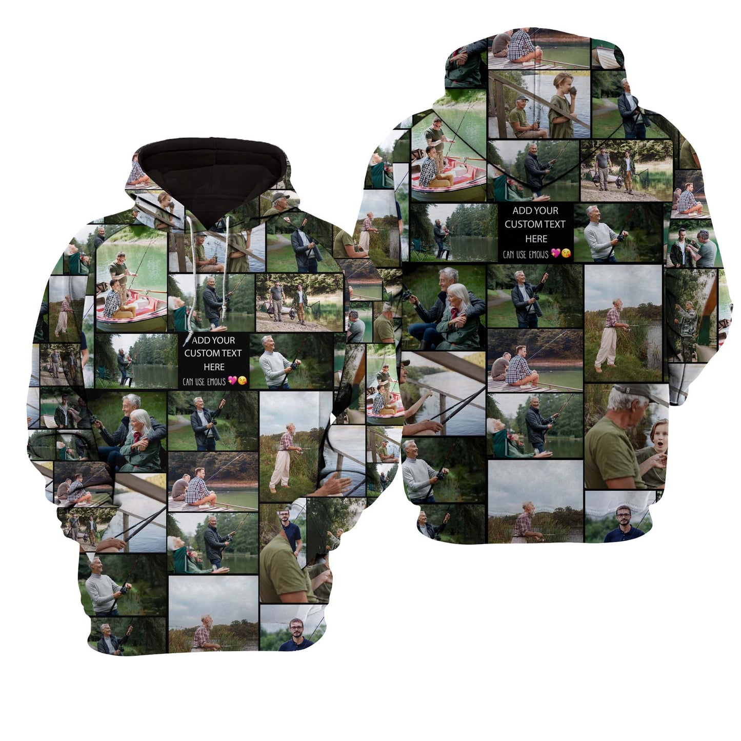 Create a Gift for Dad Grandpa with Collage Photo & Text on Unisex Raglan Hoodie