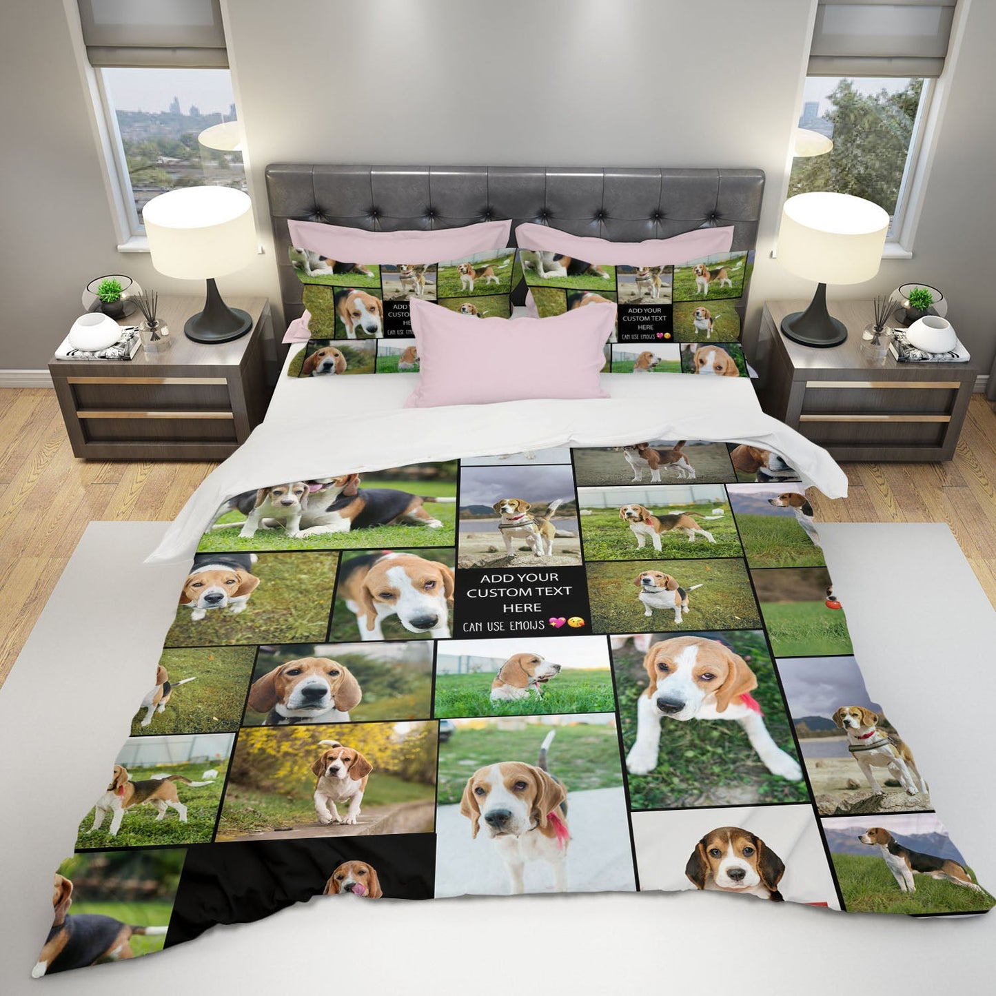 Create a Pet Cat Lovers Gift, Cat Mom Gift with Collage Photo & Text on Bedding Set