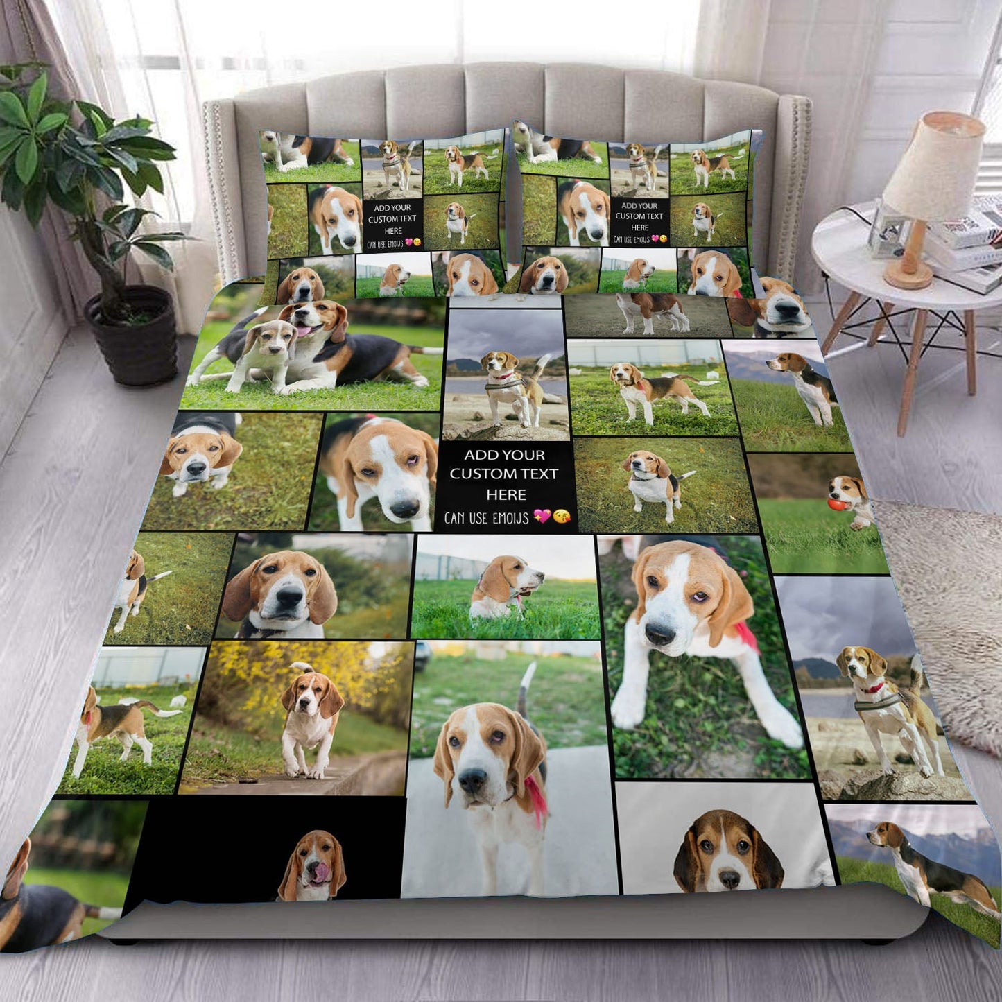 Create a Pet Cat Lovers Gift, Cat Mom Gift with Collage Photo & Text on Bedding Set