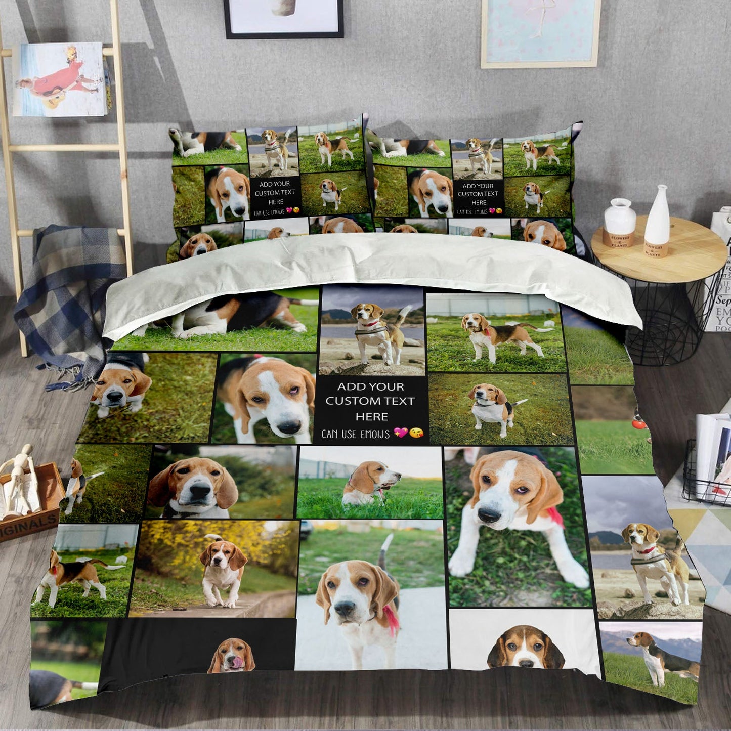 Create a Pet Cat Lovers Gift, Cat Mom Gift with Collage Photo & Text on Bedding Set