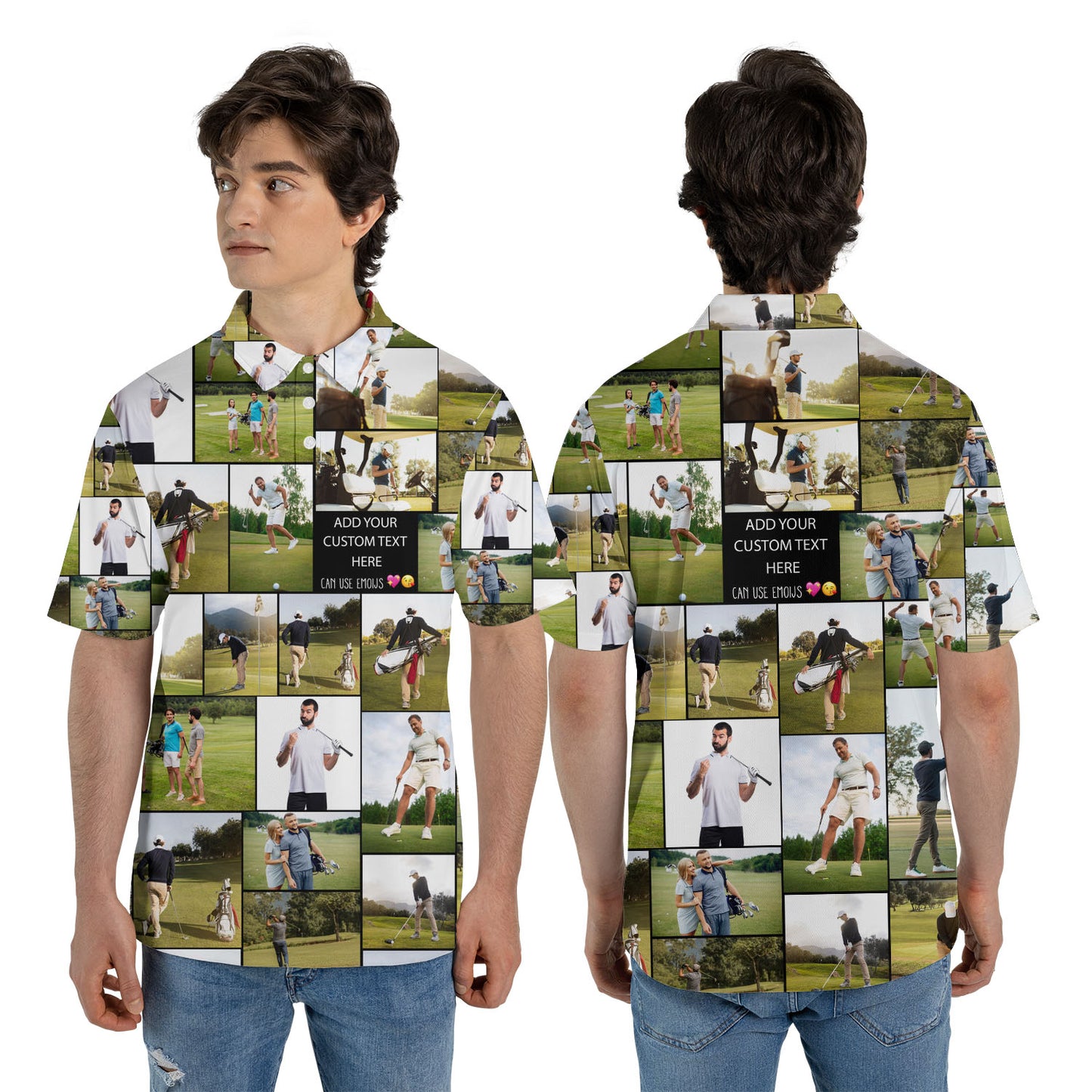 Create a Gift for Golf Lovers on Golf Polo Shirt with Collage Photo & Text