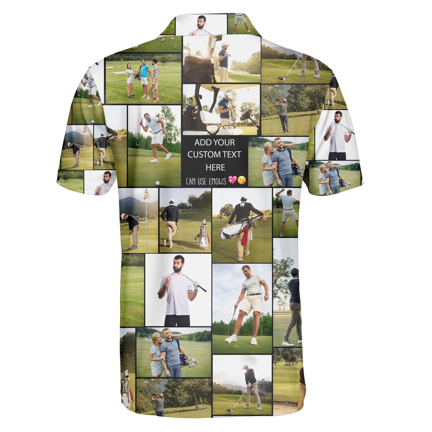 Create a Gift for Golf Lovers on Golf Polo Shirt with Collage Photo & Text