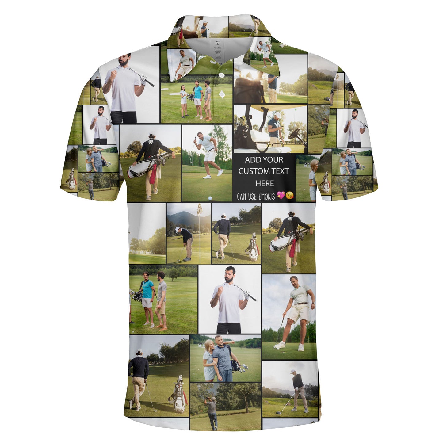 Create a Gift for Golf Lovers on Golf Polo Shirt with Collage Photo & Text