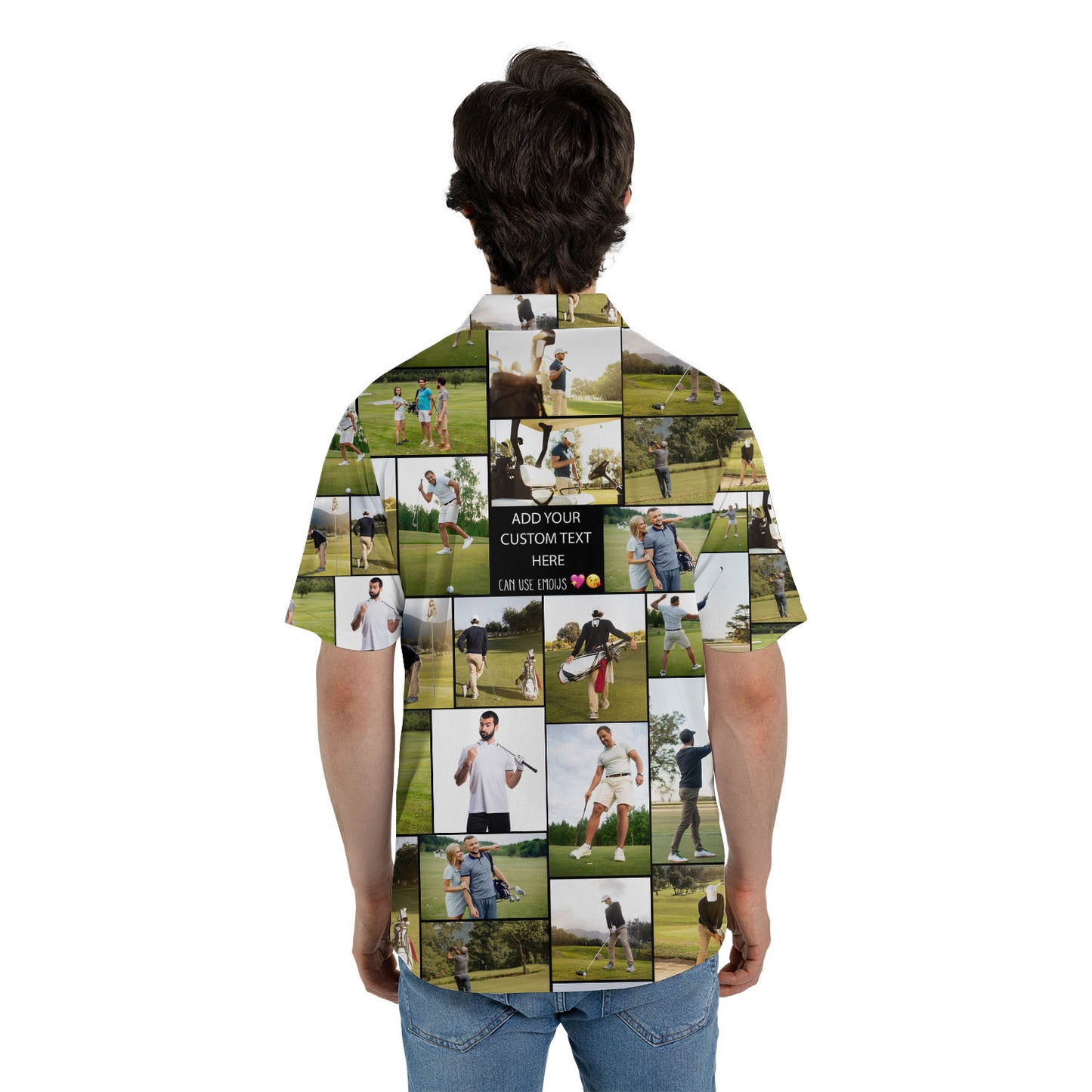 Create a Gift for Golf Lovers on Golf Polo Shirt with Collage Photo & Text
