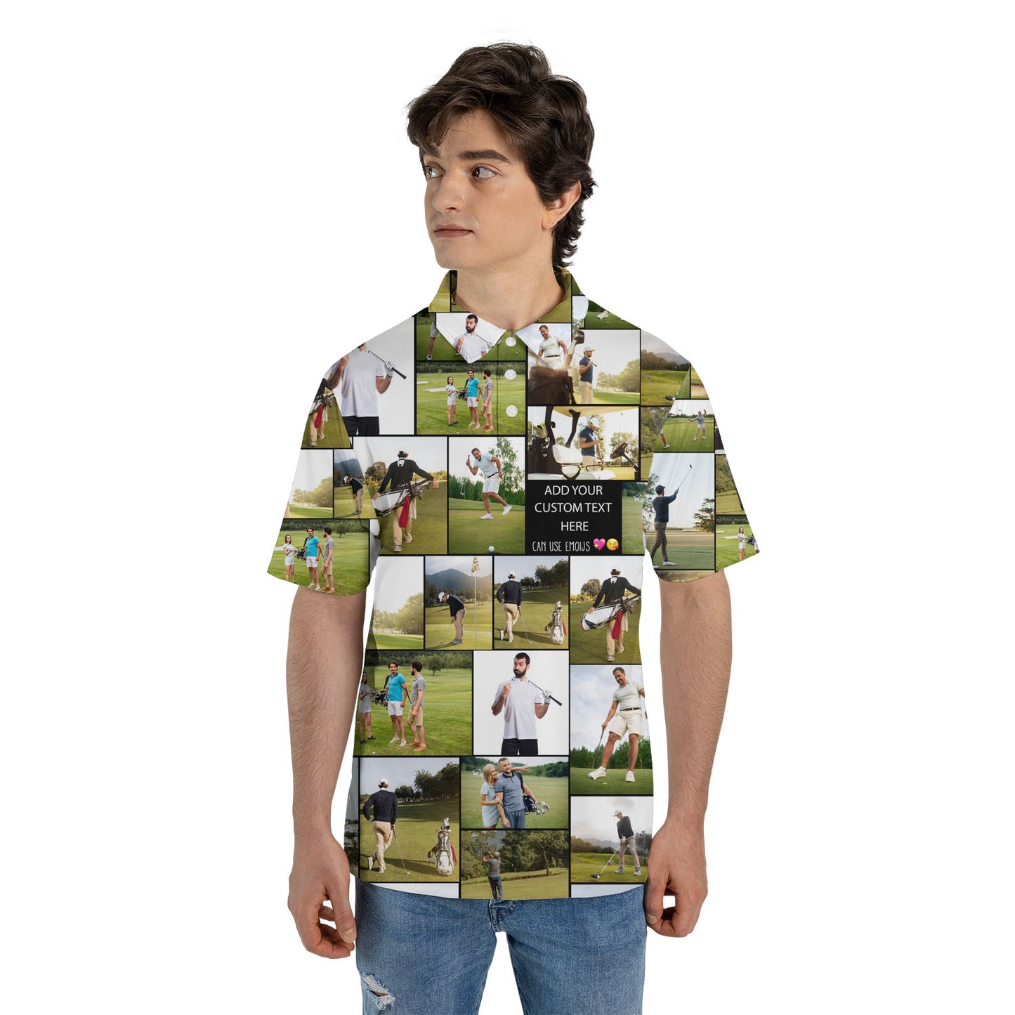Create a Gift for Golf Lovers on Golf Polo Shirt with Collage Photo & Text